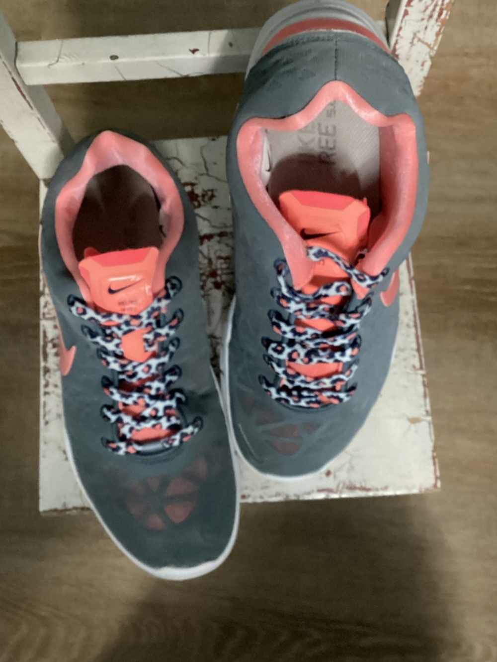 Nike Gray and Coral Trainer Sneakers Size 8.5